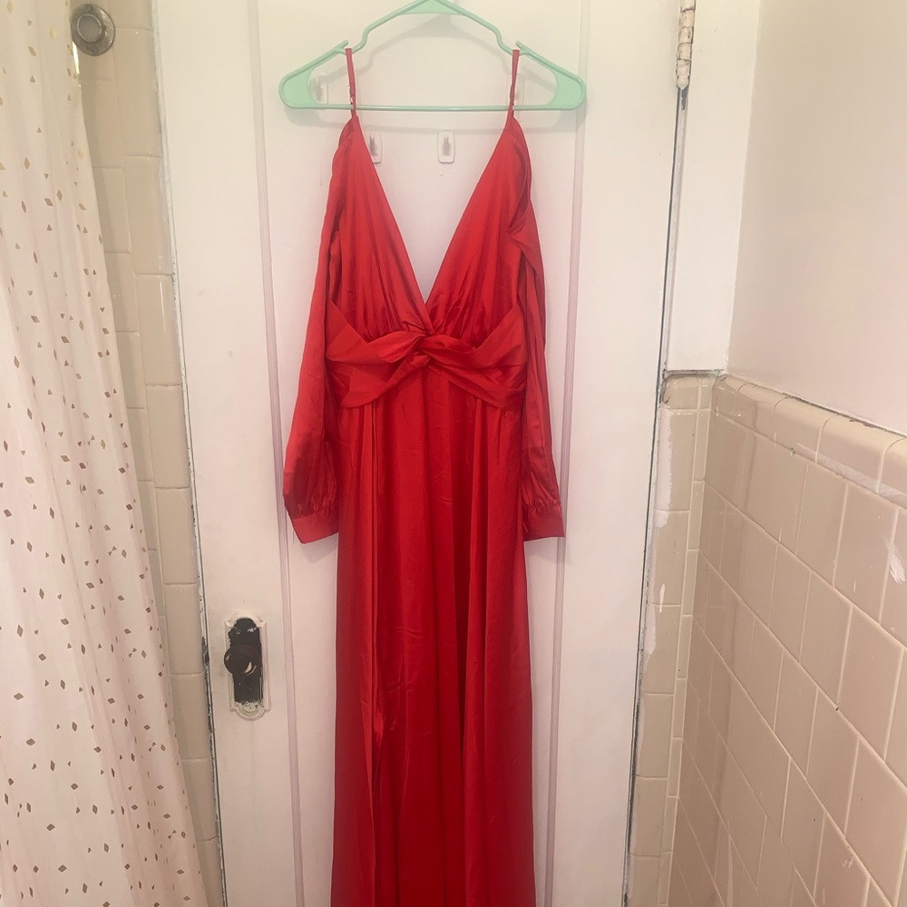 Red silk gown
